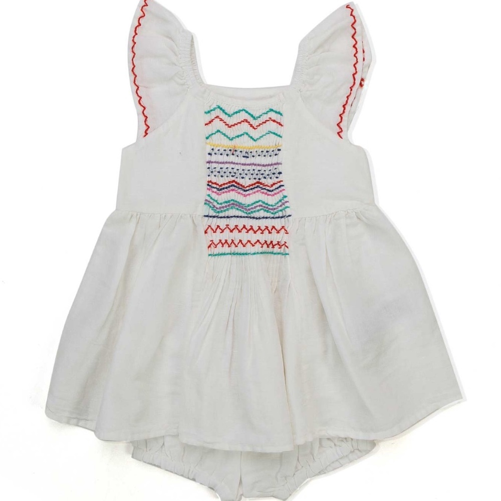 Stella McCartney White Dress with Multicolor Embroidery
